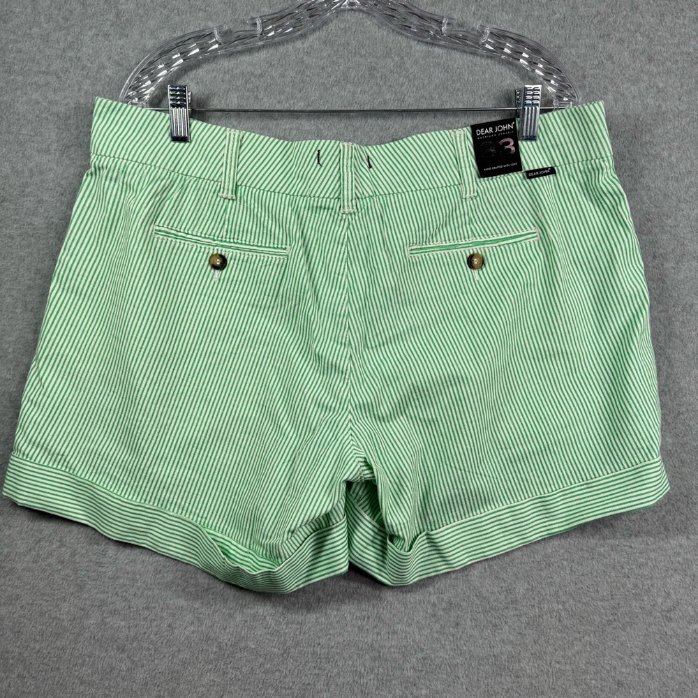 NWT Dear John Finnegan Printed Cuffed Shorts‎ Striped Green and White Size 33 - Picture 3 of 12